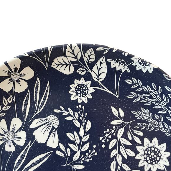 Rachel Ashwell Wood Grain Blue Floral Melamine Dinner Plates 11" Set of 4 New - Picture 3 of 11